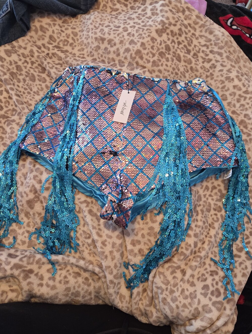 Nasty Gal Sequin Fringe Festival Hot Shorts